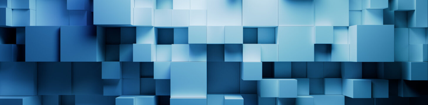 Blue and Turquoise, Contemporary Tech Background. 3D Render.