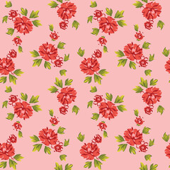 Japanese Soft Sweet Flower Motif Vector Seamless Pattern