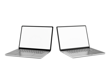 Twin Laptop with transparent mockup pc vector. PNG