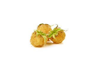 White raspberry fruits on white background