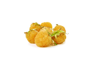 White raspberry fruits on white background
