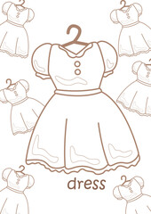 Alphabet D For Dress Coloring Pages A4 for Kids and Adult