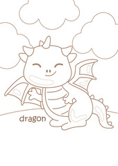 Alphabet D For Dragon Coloring Pages A4 for Kids and Adult