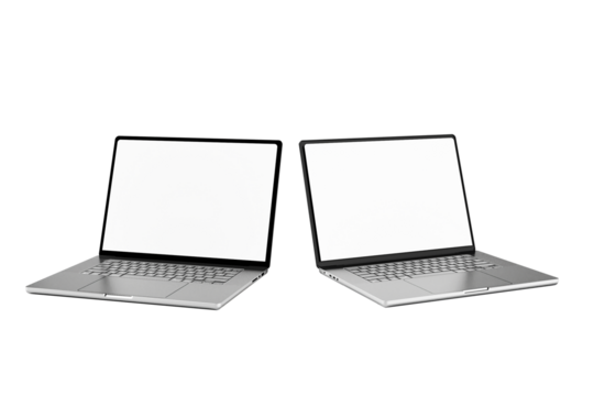Twin Laptop with transparent mockup pc vector. PNG