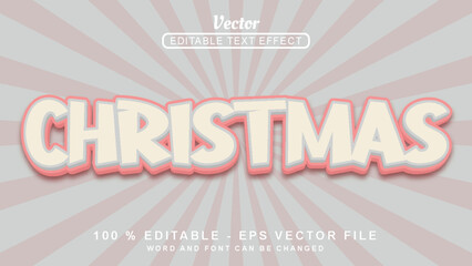Editable 3d text effect white Christmas modern style isolated on grey background