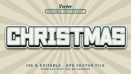Editable 3d text effect white Christmas modern style isolated on light grey background