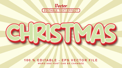 Editable 3d text effect Christmas fun style isolated on cream background