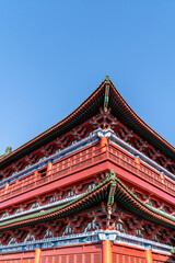 Naklejka premium Intricate designs on the roofs of buildings in the Forbidden City