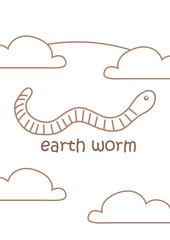 Alphabet E For Earth Worm Coloring Pages A 4 for Kids and Adult