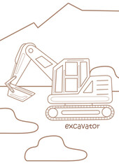 Alphabet E For Excavator Coloring Pages A 4 for Kids and Adult
