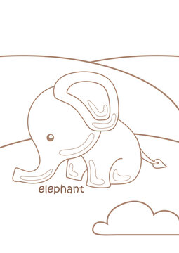 Alphabet E For Elephant Coloring Pages A 4 for Kids and Adult