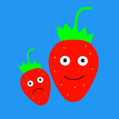 red strawberries on a blue background