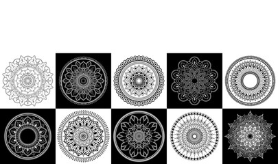 Set of zentangle mandalas, Mandala for henna, mehendi, tattoo, Decorative ethnic ornamental elements, Oriental patterns