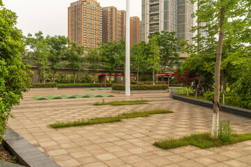 spring park and modern city