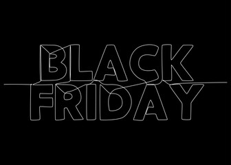 One continuous line of Black Friday Thin Line Illustration vector concept. Contour Drawing Creative ideas.
