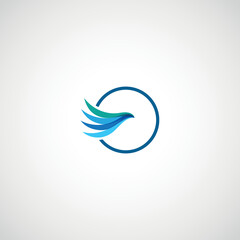 Bird flying Wings travel abstract logo design template