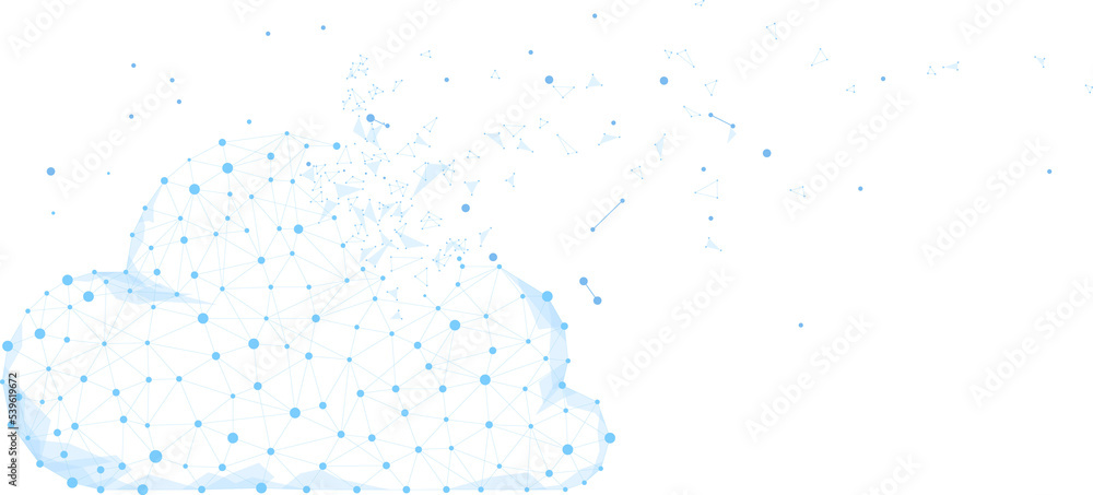 Poster Cloud computing network technology polygon dot connected line with icon : Concept of cloud server, Storage and data