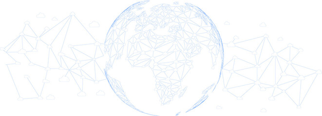 World Globe with cloud icon polygon dot connected line. Concept of cloud technology for human lifestyle