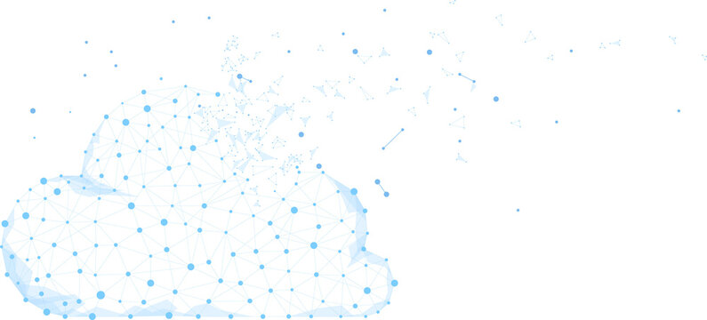 Cloud computing network technology polygon dot connected line with icon : Concept of cloud server, Storage and data