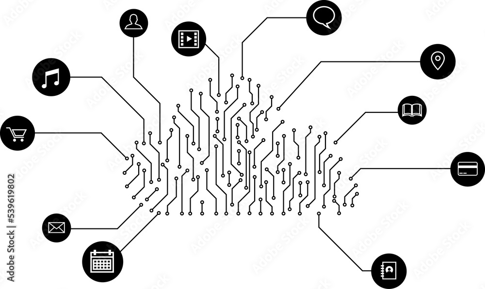 Aufkleber Cloud computing network technology from circuit board graphic with icon Concept of cloud server, Storage and data