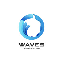 Vector Logo Illustration Wave Gradient Colorful Style