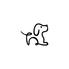 simple minimal dog care logo design. Dog head with love vector