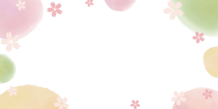 水彩のフレーム　桜　600×300