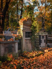 Rakowice w Krakowie w słoneczny, jesienny dzień - obrazy, fototapety, plakaty
