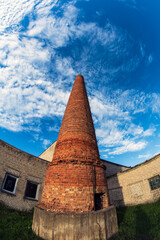 tall chimney old red bricks - 539623237