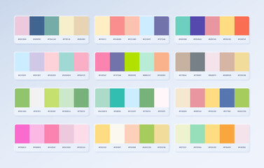 Set of color palette example. Color trend for fashion designers, fashion business, garments, cloths and color companies. Color swatches in RGB HEX.