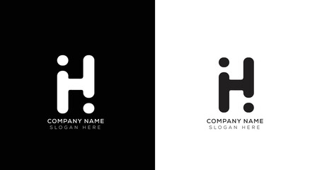 Minimal letter h logo with black and white