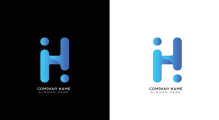 Minimal letter h logo with black and white