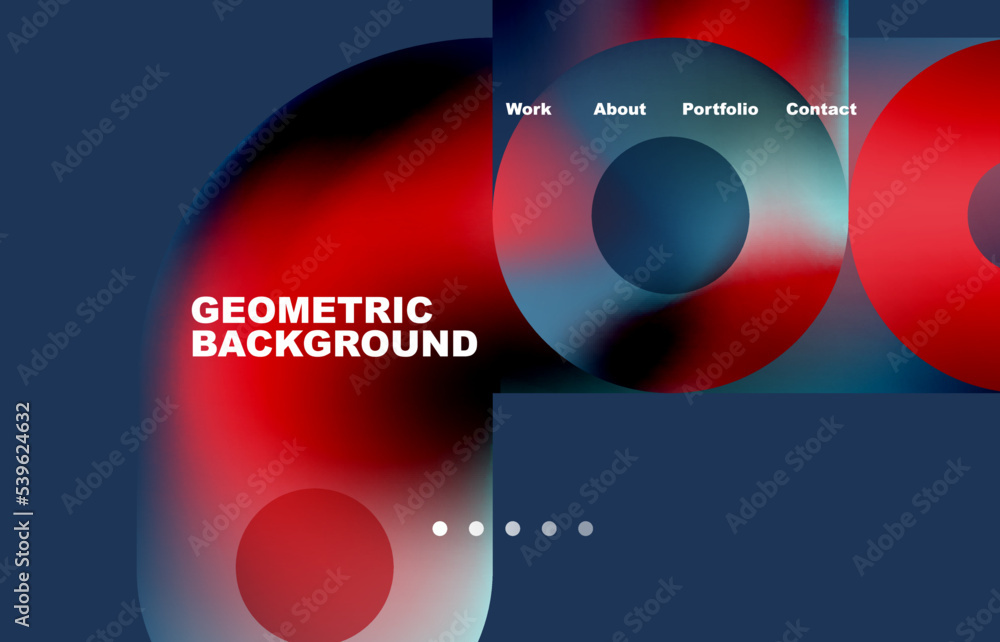 Wall mural website landing page abstract geometric background. circles and round shapes. web page for website o
