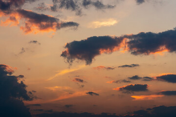 Fiery orange sunset sky. Beautiful sky