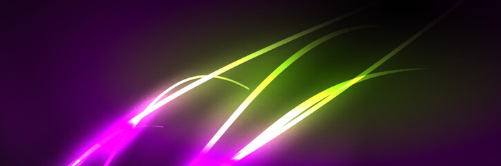 Blue neon glowing lines, magic energy space light concept, abstract background wallpaper design