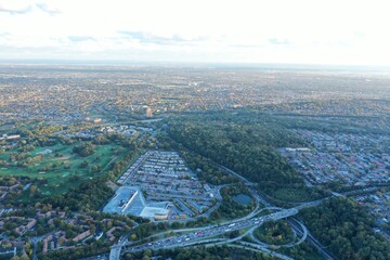 aerial view of new york at sunset