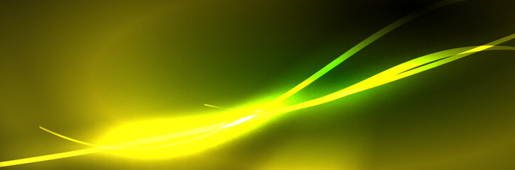 Neon glowing fluid wave lines, magic energy space light concept, abstract background wallpaper design