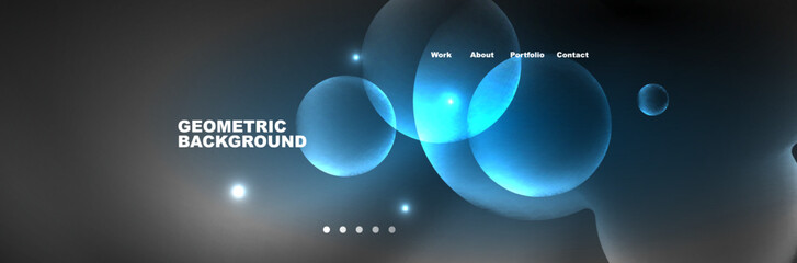 Shiny neon circles and bubbles, dark abstract background with blurred magic neon light, wallpaper design