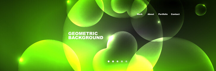 Neon glowing bubbles, circles magic energy space light concept, abstract background wallpaper design