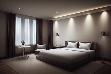 Hotel bedroom planning stages in CAD draft from room planner (3D Rendering)