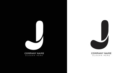 Modern letter j logo with black and white