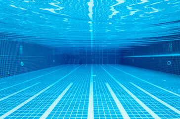 The underwater image of the swimming pool at the resort