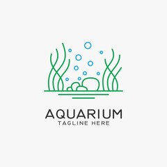 Aquarium logo design with seaweed lines © Niffhans