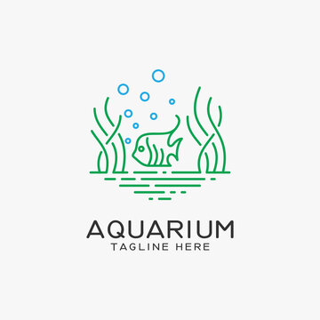 Aquarium and fish logo design