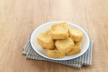 Tahu Goreng or Fried Tofu, Indonesia traditional food, made from fermented soybean extract.
