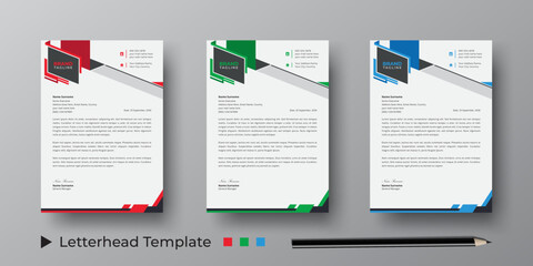 Professional business  letterhead template design, Modern letterhead, stationery, and brand identity template design with color variation bundle