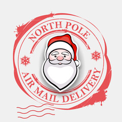 Round texture print with outline of Santa Claus in a hat, design component