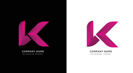 Minimal k letter logo with black and white
