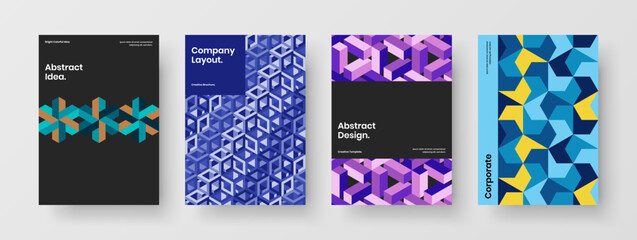 Premium corporate identity vector design layout bundle. Amazing geometric shapes leaflet template set.