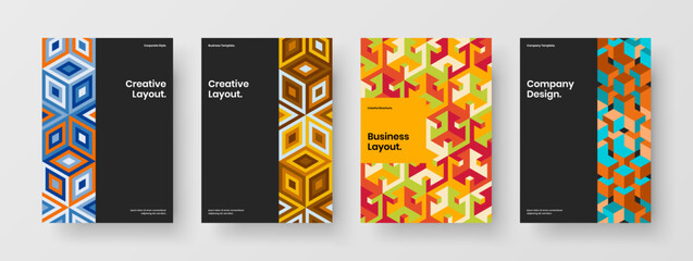 Modern geometric pattern presentation concept collection. Original annual report design vector template set.